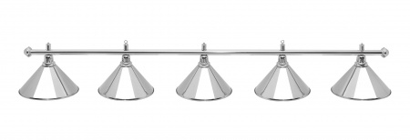 Бильярдный светильник Престиж 5 плафонов (серебристый, серебристая штанга)
